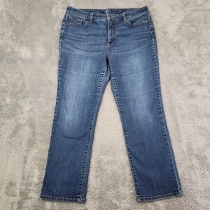 St. John's Bay Jeans Womens 16S Blue Straight‎ Leg 5 Pocket Stretch Denim Pants